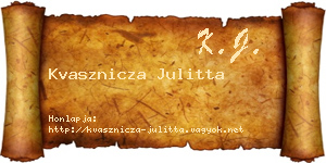 Kvasznicza Julitta névjegykártya